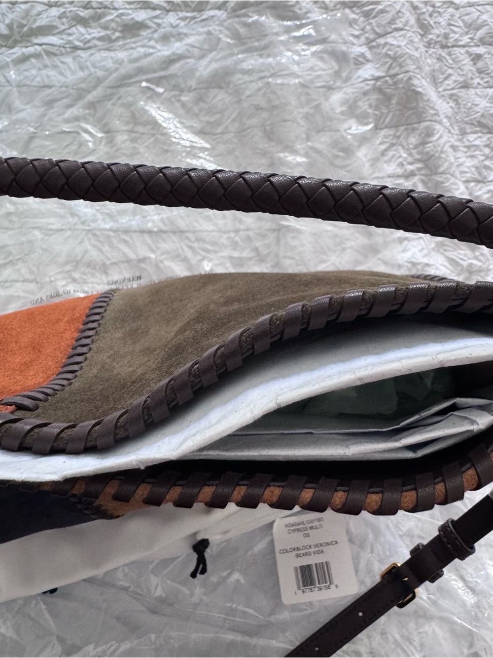 NWT Veronica Beard Vida Colorblock Suede Hobo Bag - Picture 12 of 16